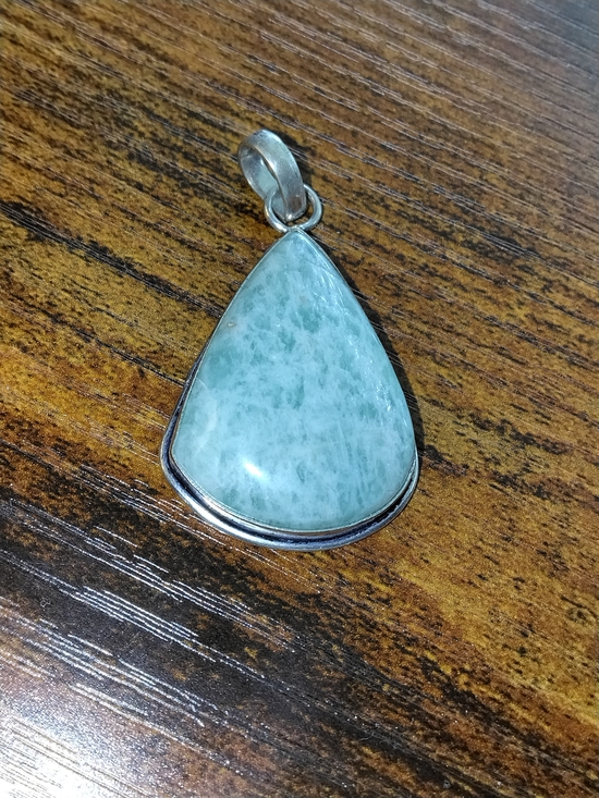 Jewelry - Sterling Silver Aquamarine Amazonite Teardrop Pendant - Light Blue